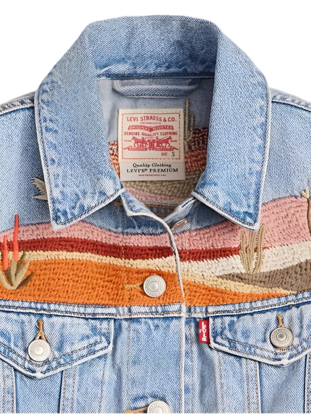 Levi's Light Blue Denim Vest with Sunset Desert Embroidery - Picture 7 of 7